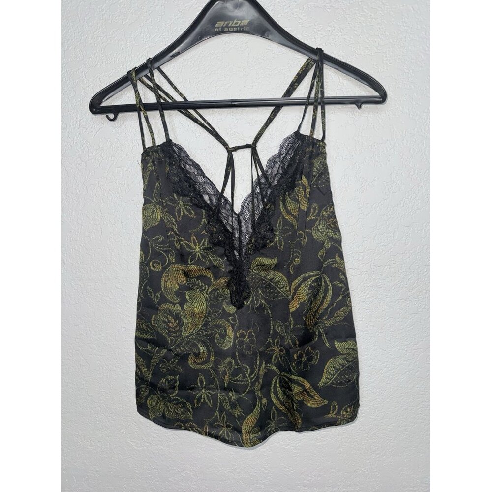 NWT Free People Off The Coast Cami Black Lace Floral Print Tank Blouse Size S F1 - Picture 3 of 8